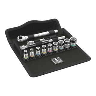 8100 SA 12 HF Jeu cliquet Zyklop Metal avec levier d'inversion, à emmanchement 1/4", métrique, 13 pièces