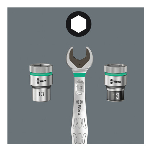 Wera 8740 B HF Hex-Plus Zyklop Bit nut avec entraînement 3/8, avec fonction de maintien pour vis à six pans creux, impérial