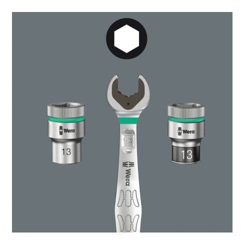 Wera 8740 B HF Hex-Plus Écrou à embout Zyklop avec entraînement 3/8, avec fonction de maintien pour vis à six pans creux, métrique