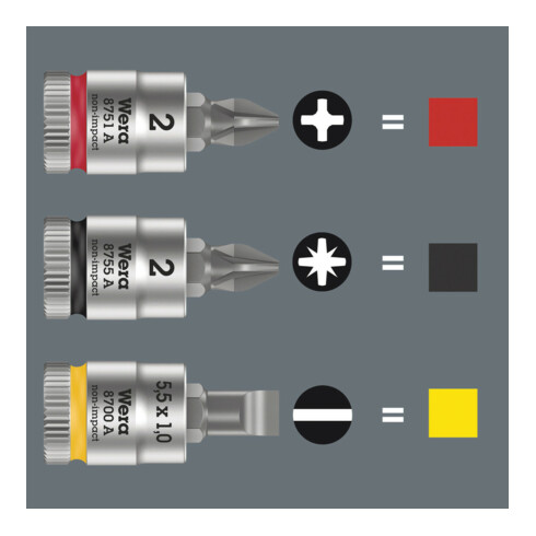 Wera 8751 A Phillips Zyklop bit nut avec 1/4" drive, PH 3 x 28 mm