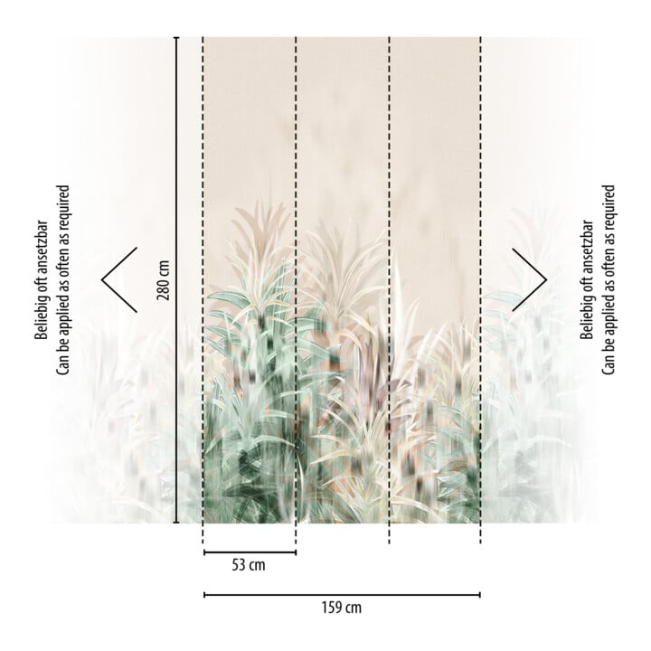A.S. Création Fototapete Cosmo Living 3er Panel 1,59 x 2,80 m Beige Grün Creme