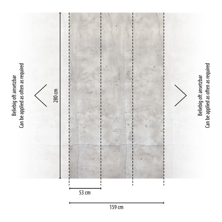 A.S. Création Fototapete Cosmo Living 3er Panel 1,59 x 2,80 m Beton Grau Schwarz