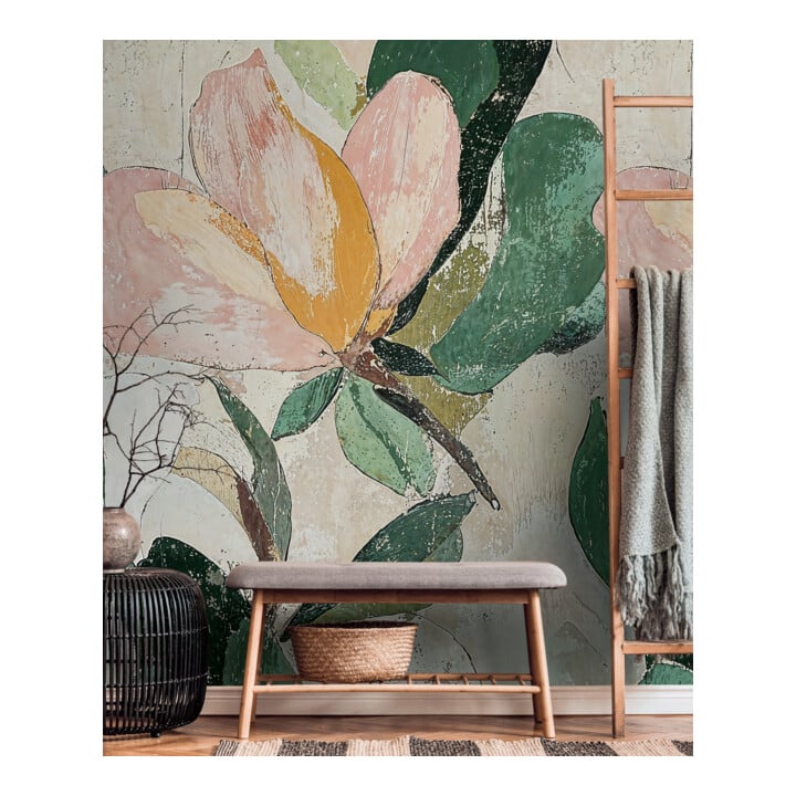 A.S. Création Fototapete Cosmo Living 3er Panel 1,59 x 2,80 m Blüten Grün Rosa Orange