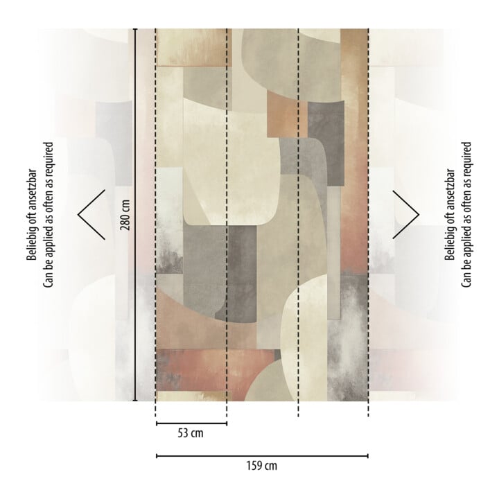 A.S. Création Fototapete Cosmo Living 3er Panel 1,59 x 2,80 m Grafik Grau Beige