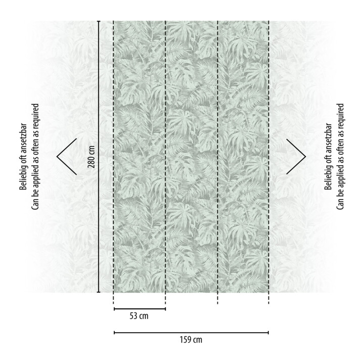 A.S. Création Fototapete Cosmo Living 3er Panel 1,59 x 2,80 m Grau Grün Palmen