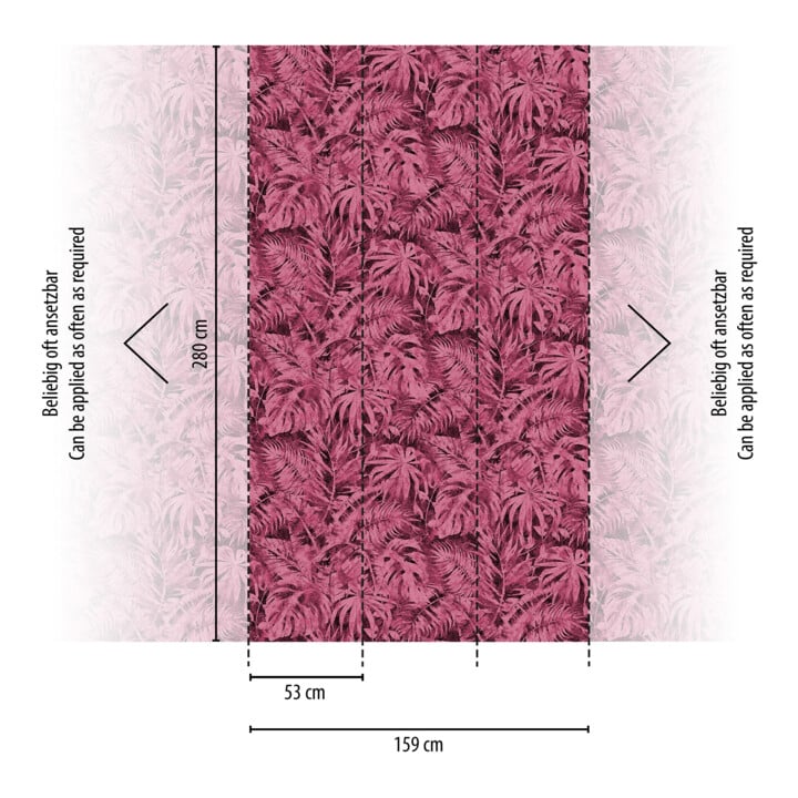 A.S. Création Fototapete Cosmo Living 3er Panel 1,59 x 2,80 m Palmen Pink Rosa