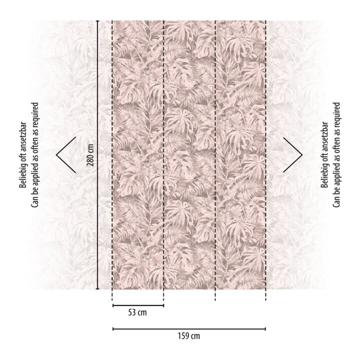 A.S. Création Fototapete Cosmo Living 3er Panel 1,59 x 2,80 m Palmen Rosa Beige