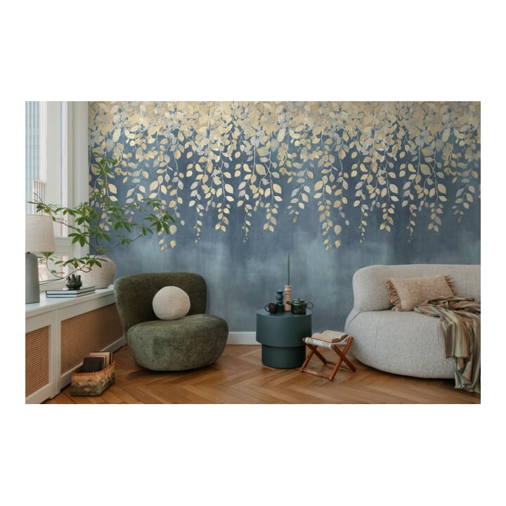 A.S. Création Fototapete Cosmo Living 3er Panel 1,59 x 2,80 m Ranken Blau Creme