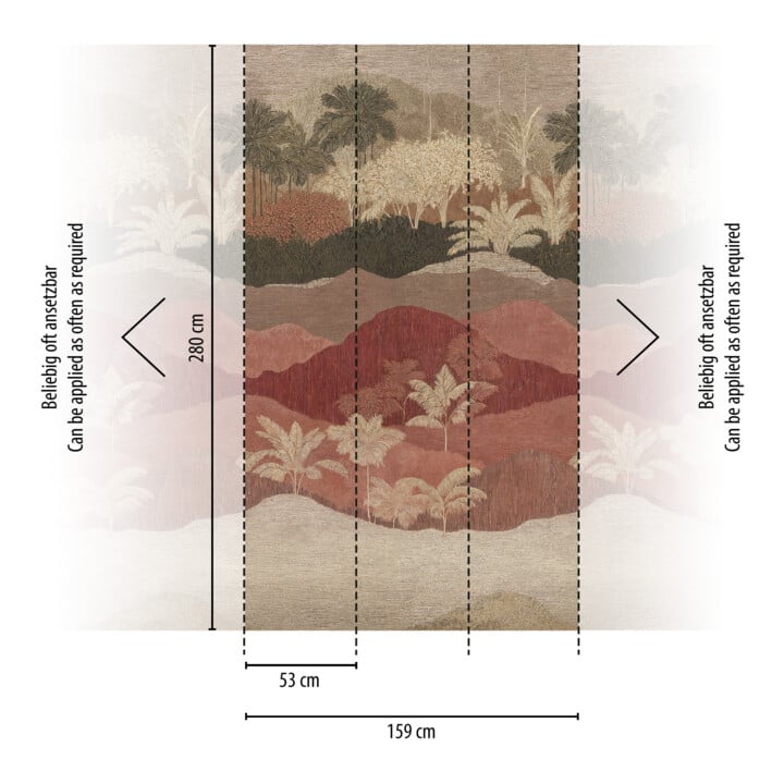 A.S. Création Fototapete Vibes & Styles 3er Panel 1,59 x 2,80 m Beige Rot Braun