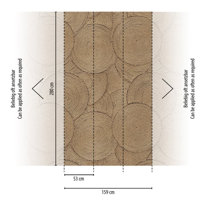 A.S. Création Fototapete Vibes & Styles 3er Panel 1,59 x 2,80 m Braun Beige Kreise