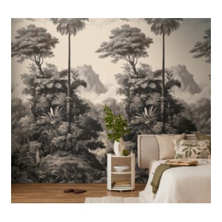 A.S. Création Fototapete Vibes & Styles 3er Panel 1,59 x 2,80 m Dschungel Schwarz Creme