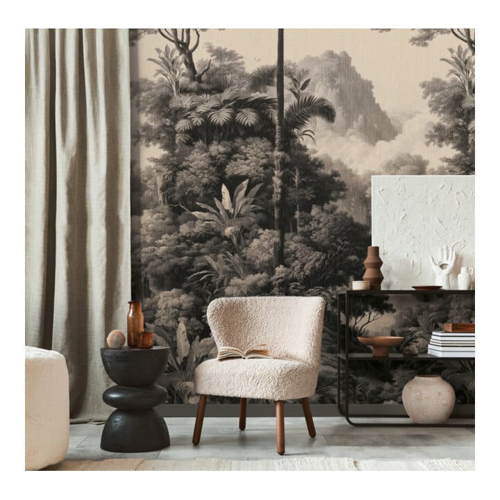 A.S. Création Fototapete Vibes & Styles 3er Panel 1,59 x 2,80 m Dschungel Schwarz Creme