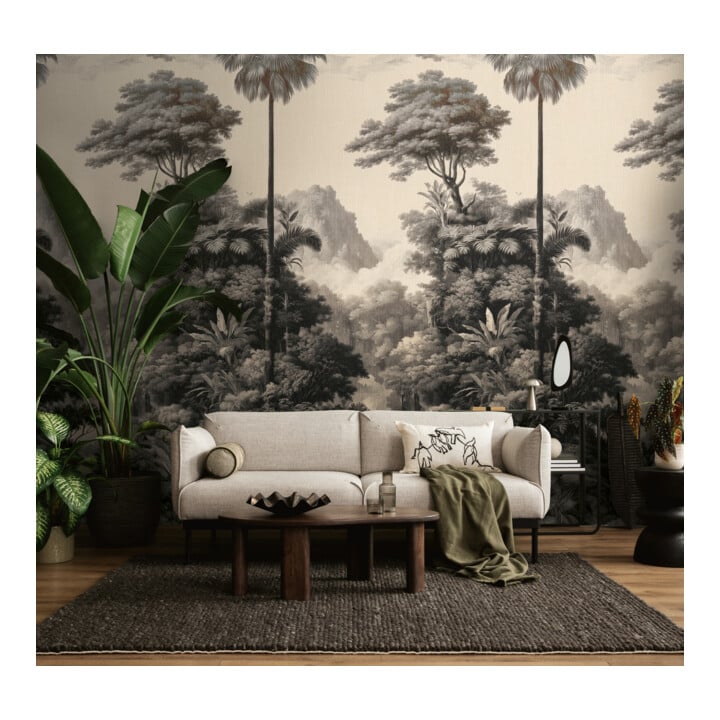 A.S. Création Fototapete Vibes & Styles 3er Panel 1,59 x 2,80 m Dschungel Schwarz Creme
