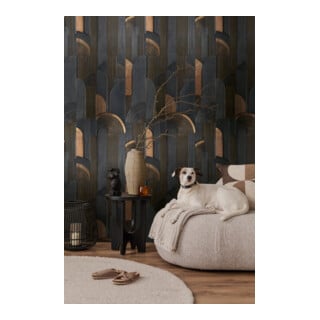 A.S. Création Fototapete Vibes & Styles 3er Panel 1,59 x 2,80 m Geometrie Schwarz Beige