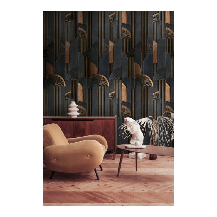 A.S. Création Fototapete Vibes & Styles 3er Panel 1,59 x 2,80 m Geometrie Schwarz Beige