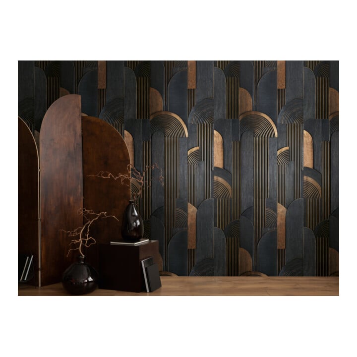 A.S. Création Fototapete Vibes & Styles 3er Panel 1,59 x 2,80 m Geometrie Schwarz Beige
