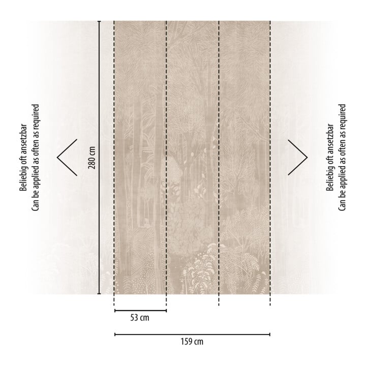 A.S. Création Fototapete Vibes & Styles 3er Panel 1,59 x 2,80 m Wald Beige Creme