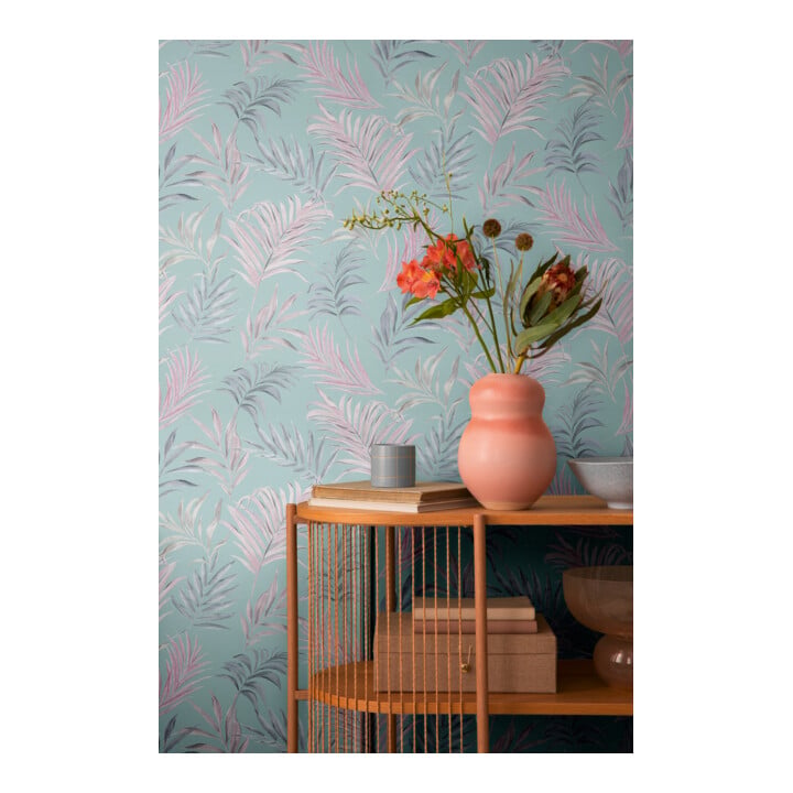 A.S. Création Vliestapete Cosmo Living 10,05 x 0,53 m Blätter Blau Rosa strukturiert
