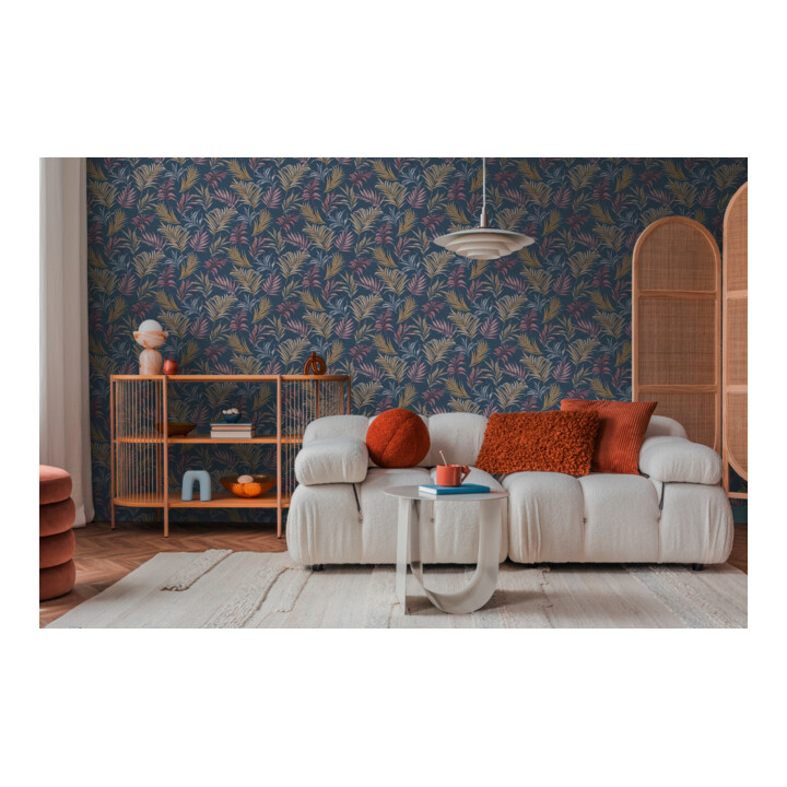 A.S. Création Vliestapete Cosmo Living 10,05 x 0,53 m Blätter Blau Rot Gelb strukturiert