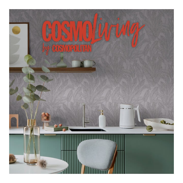 A.S. Création Vliestapete Cosmo Living 10,05 x 0,53 m Blätter Grau teils glänzend mit Struktur