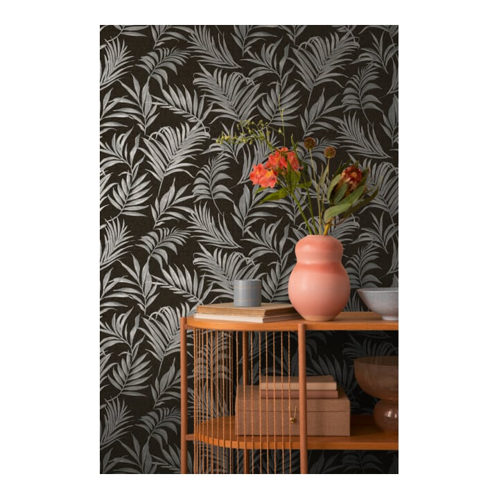 A.S. Création Vliestapete Cosmo Living 10,05 x 0,53 m Blätter Schwarz Silber strukturiert