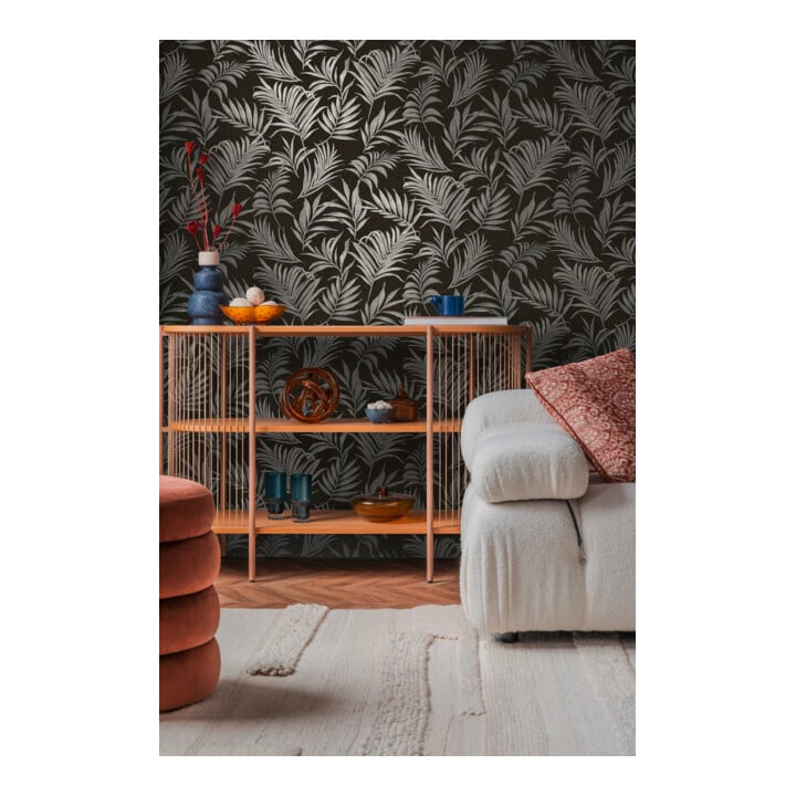 A.S. Création Vliestapete Cosmo Living 10,05 x 0,53 m Blätter Schwarz Silber strukturiert