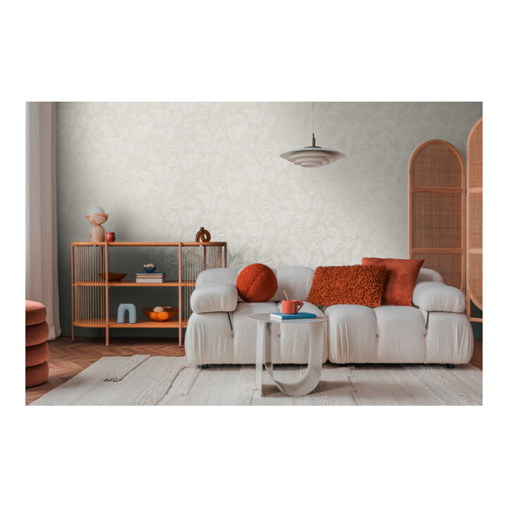 A.S. Création Vliestapete Cosmo Living 10,05 x 0,53 m Blätter Weiß Creme strukturiert