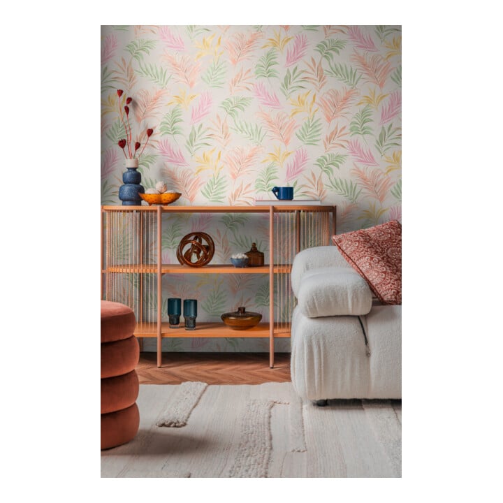 A.S. Création Vliestapete Cosmo Living 10,05 x 0,53 m Blätter Weiß Grün Rosa strukturiert