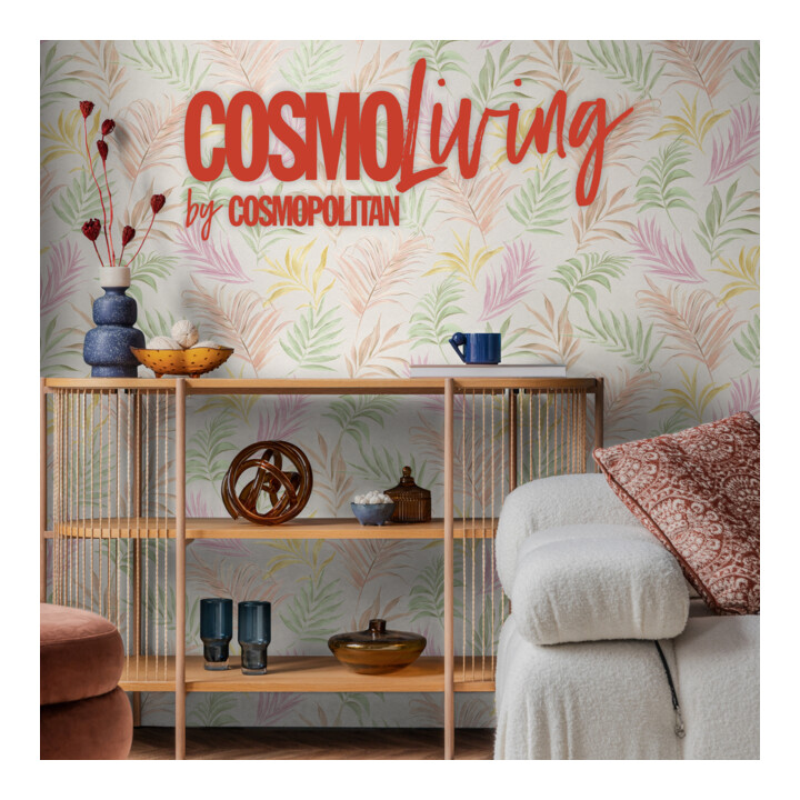 A.S. Création Vliestapete Cosmo Living 10,05 x 0,53 m Blätter Weiß Grün Rosa strukturiert