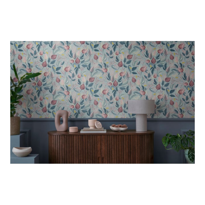 A.S. Création Vliestapete Cosmo Living 10,05 x 0,53 m Blüten Blau Rosa mit Struktur