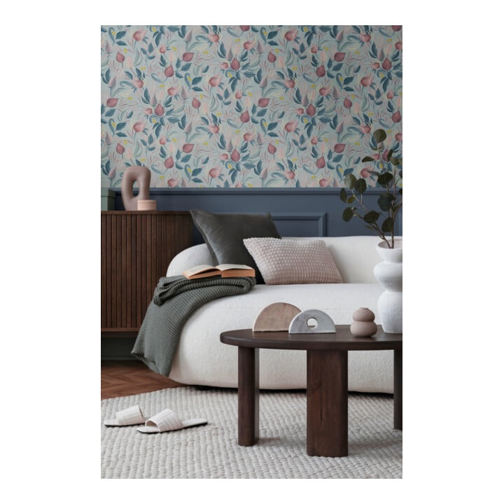 A.S. Création Vliestapete Cosmo Living 10,05 x 0,53 m Blüten Blau Rosa mit Struktur