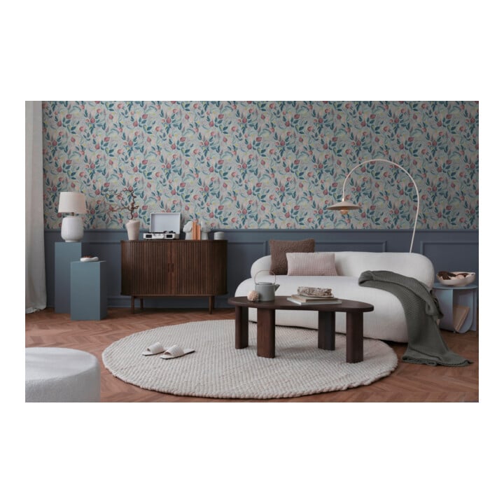A.S. Création Vliestapete Cosmo Living 10,05 x 0,53 m Blüten Blau Rosa mit Struktur