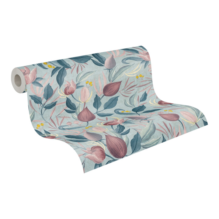 A.S. Création Vliestapete Cosmo Living 10,05 x 0,53 m Blüten Blau Rosa mit Struktur
