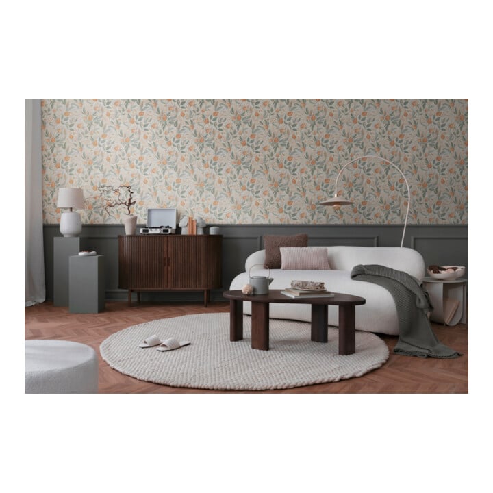 A.S. Création Vliestapete Cosmo Living 10,05 x 0,53 m Blüten Creme Orange Grün mit Struktur