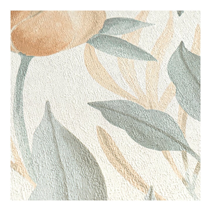 A.S. Création Vliestapete Cosmo Living 10,05 x 0,53 m Blüten Creme Orange Grün mit Struktur
