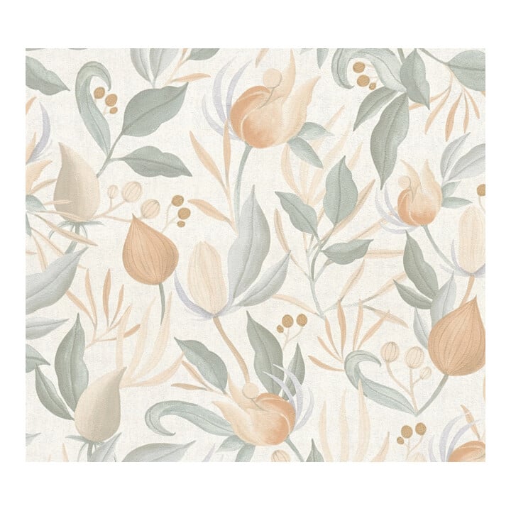 A.S. Création Vliestapete Cosmo Living 10,05 x 0,53 m Blüten Creme Orange Grün mit Struktur
