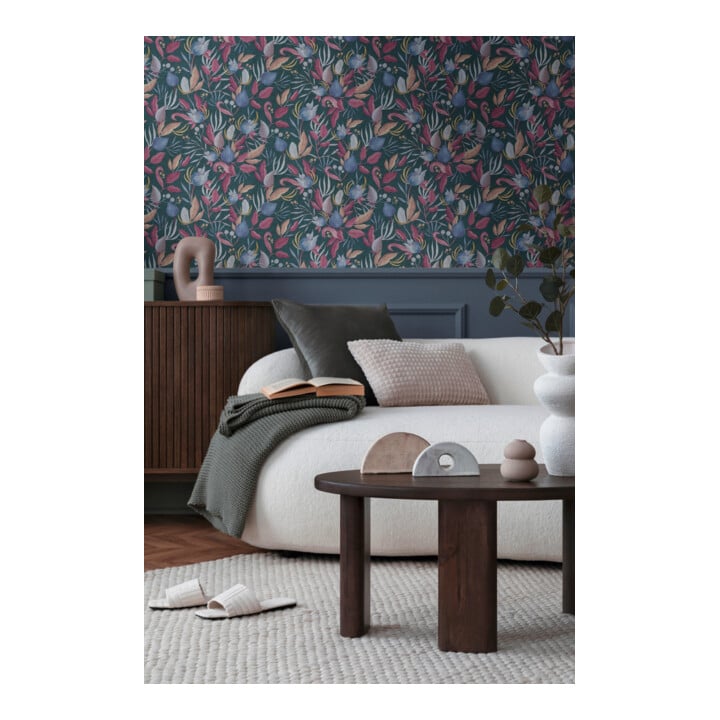 A.S. Création Vliestapete Cosmo Living 10,05 x 0,53 m Blüten Grau Blau Pink mit Struktur