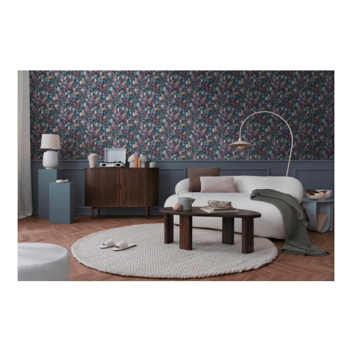 A.S. Création Vliestapete Cosmo Living 10,05 x 0,53 m Blüten Grau Blau Pink mit Struktur