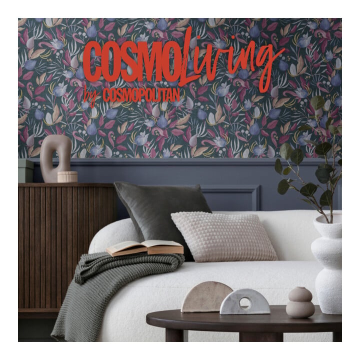 A.S. Création Vliestapete Cosmo Living 10,05 x 0,53 m Blüten Grau Blau Pink mit Struktur