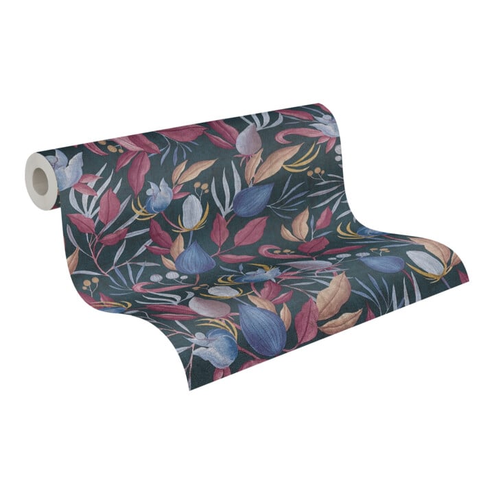 A.S. Création Vliestapete Cosmo Living 10,05 x 0,53 m Blüten Grau Blau Pink mit Struktur