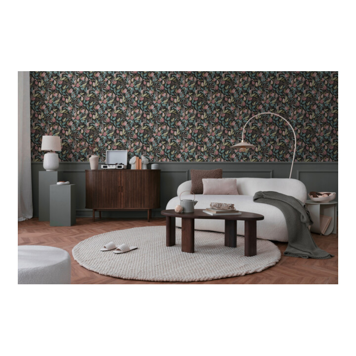 A.S. Création Vliestapete Cosmo Living 10,05 x 0,53 m Blüten Schwarz Blau Pink mit Struktur