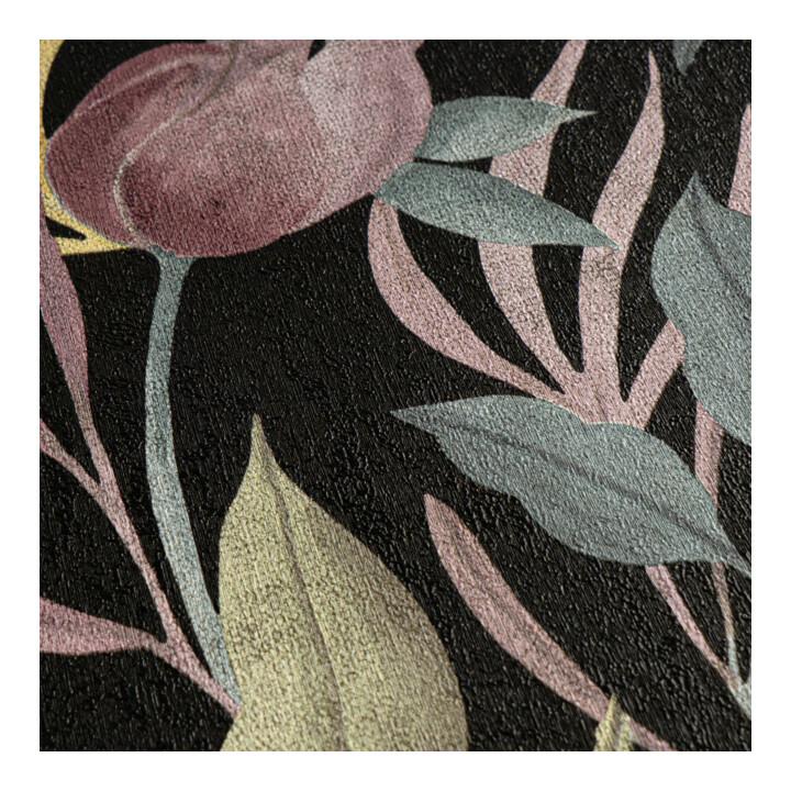 A.S. Création Vliestapete Cosmo Living 10,05 x 0,53 m Blüten Schwarz Blau Pink mit Struktur