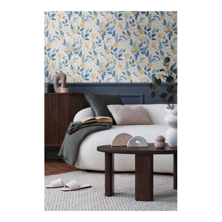 A.S. Création Vliestapete Cosmo Living 10,05 x 0,53 m Blüten Weiß Blau Gelb Struktur