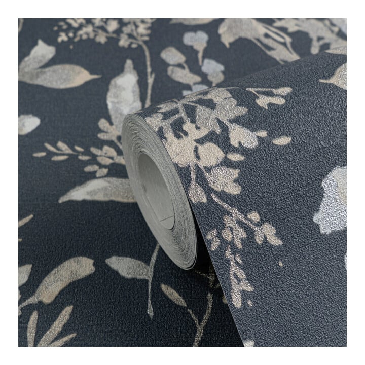 A.S. Création Vliestapete Cosmo Living 10,05 x 0,53 m Blumen Blau Grau Metallic mit Struktur