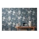 A.S. Création Vliestapete Cosmo Living 10,05 x 0,53 m Blumen Blau Grau Metallic mit Struktur