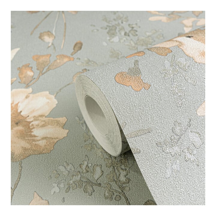 A.S. Création Vliestapete Cosmo Living 10,05 x 0,53 m Blumen Blau Rosa Metallic Struktur