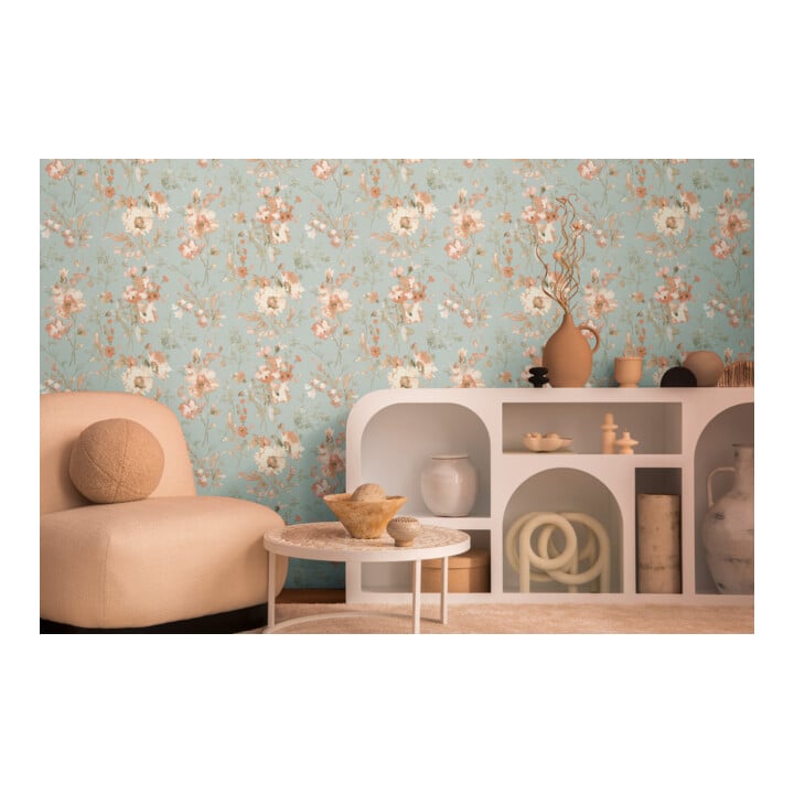 A.S. Création Vliestapete Cosmo Living 10,05 x 0,53 m Blumen Blau Rosa Metallic Struktur