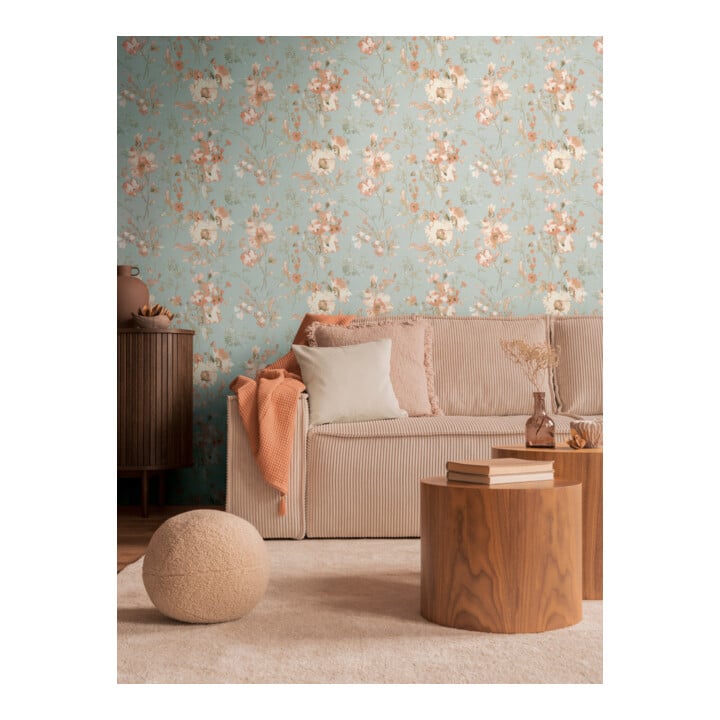 A.S. Création Vliestapete Cosmo Living 10,05 x 0,53 m Blumen Blau Rosa Metallic Struktur