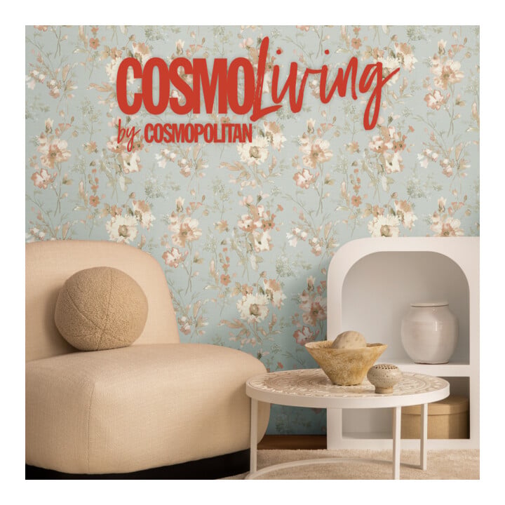A.S. Création Vliestapete Cosmo Living 10,05 x 0,53 m Blumen Blau Rosa Metallic Struktur