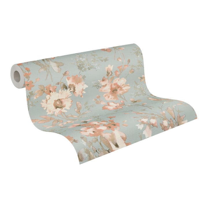 A.S. Création Vliestapete Cosmo Living 10,05 x 0,53 m Blumen Blau Rosa Metallic Struktur